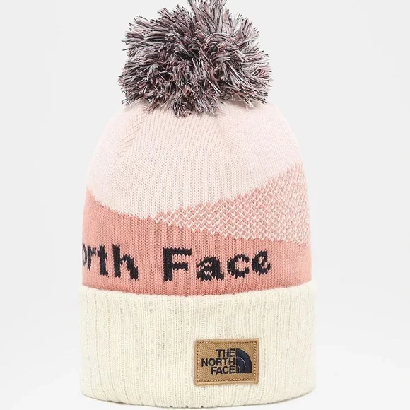 NWT The North Face Recycled Pom Pom Mountain Beanie Green Pink One Size Kids main image 4